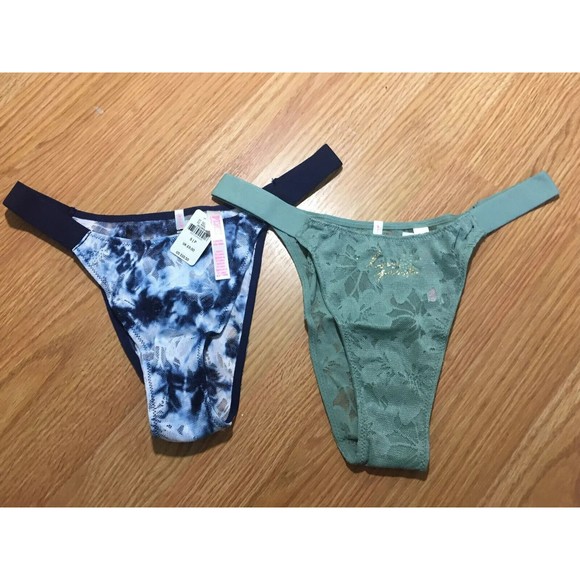 Lot Of 2 Victorias Secret Lace Brazilian Panties Brazilian Tie Dye Thongs Size S - Picture 1 of 3